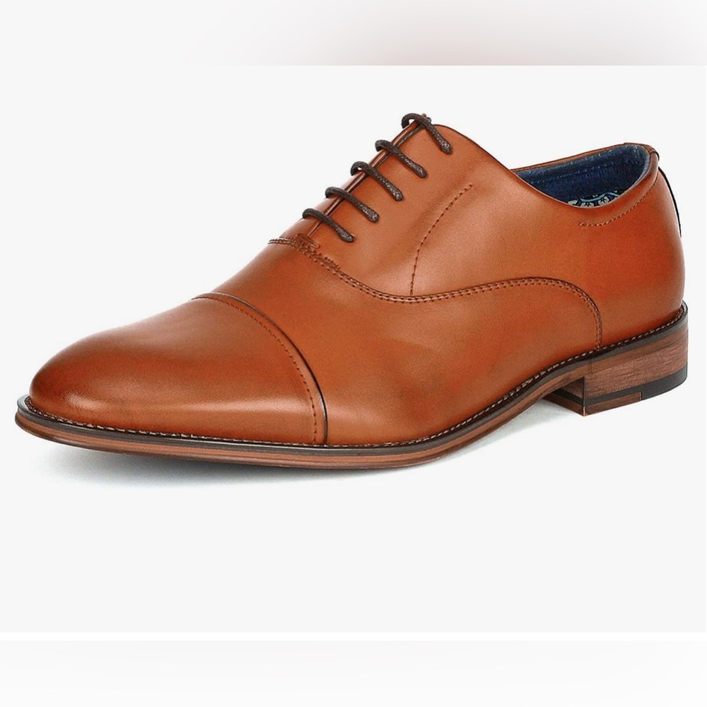 Bruno Marc Men's Leather Lined Dress Oxfords Shoes Cognac brown size 10.5 NWOT